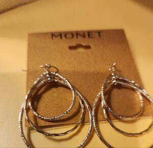 Monet Goldtone Triple Hoop Earrings